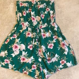 Strapless Floral Romper